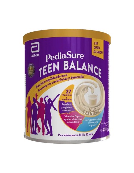 Pediasure Teen Balance Polvo Vainilla Complemento Alimenticio Para Adolescentes Con Vitaminas, Proteínas, Minerales, 400 g
