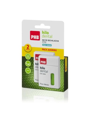 PHB Duplo Hilo Dental Fluor y Menta Con Cera 2 x 50 M
