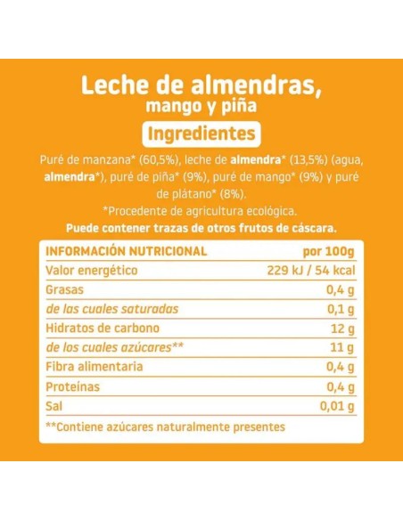 Pouch Almendra, mango y piña 100 g ECO