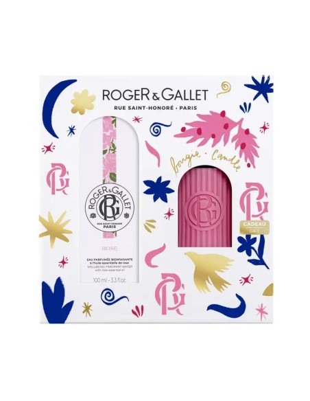 Roger & Gallet Rose Cofre Agua Perfumada Bienestar 100Ml + Vela Perfumada, 2 unidades