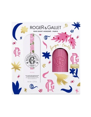 Roger & Gallet Rose Cofre Agua Perfumada Bienestar 100Ml + Vela Perfumada, 2 unidades