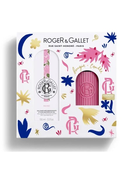 Roger & Gallet Rose Cofre Agua Perfumada Bienestar 100Ml + Vela Perfumada, 2 unidades