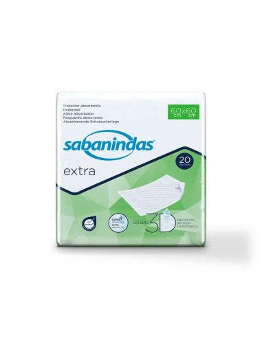 Sabanindas Extra Protector Absorbente Medio 60 X 60 Cm., 20 unidades