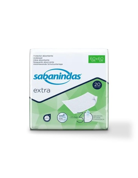 Sabanindas Extra Protector Absorbente Medio 60 X 60 Cm., 20 unidades