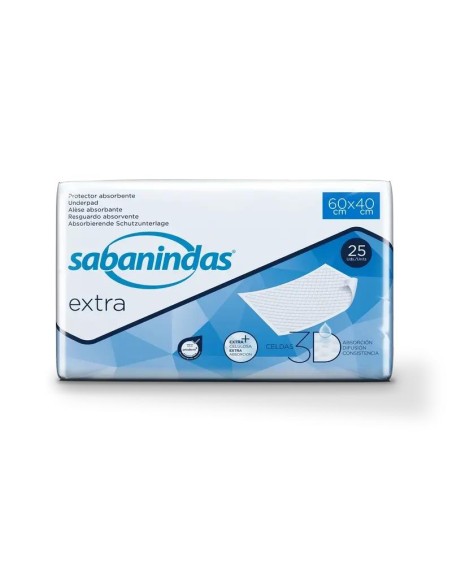 Sabanindas Extra Protector Absorbente Pequeño 60 X 40 Cm., 25 unidades