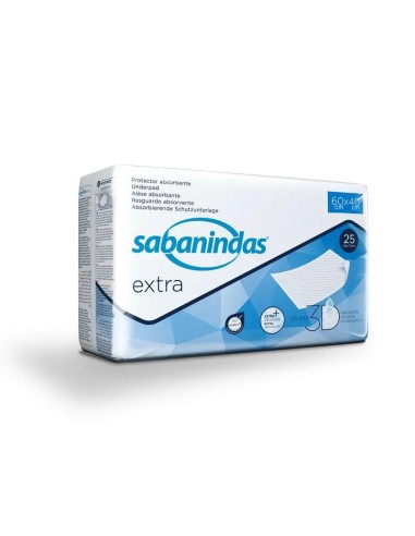 Sabanindas Extra Protector Absorbente Pequeño 60 X 40 Cm., 25 unidades