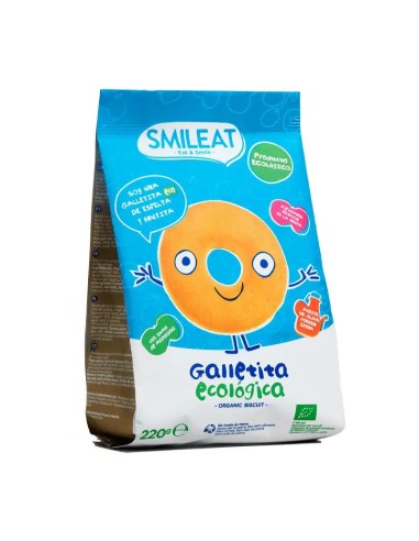 Smileat Galletas de Espelta con Manzana, 220 gr