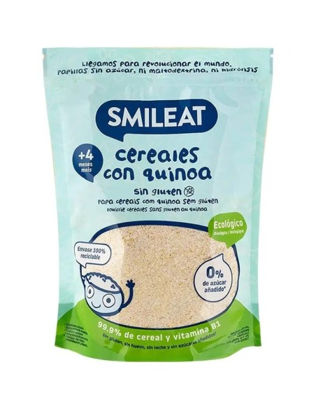 Smileat Papilla de Cereales Sin Gluten con Quinoa Ecológica, 200g