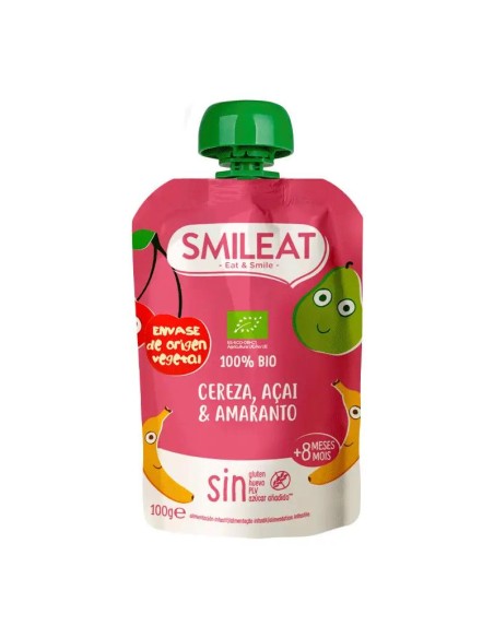 Smileat Pouch de Cereza, Açaí y Amaranto, 100g