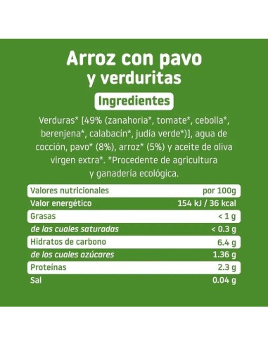Smileat Tarrito con Cachitos de Arroz y Pavo con Verduras, 230 gr
