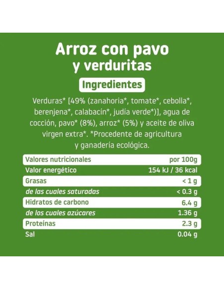 Smileat Tarrito con Cachitos de Arroz y Pavo con Verduras, 230 gr
