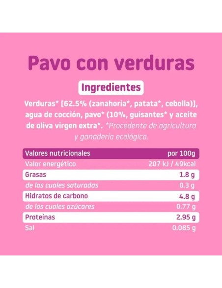 Smileat Tarrito Pavo con Verduras, 230 gr