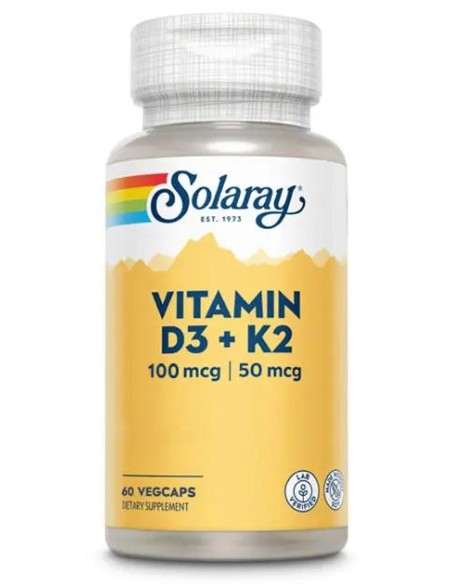 Solaray Vitamina D3 & K2, 60 cápsulas