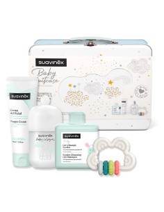 Suavinex Canastilla Con Maleta Metálica. Incluye: Baby Cologne + Gel Espumoso + Crema Del Pañal + Mordedor De Silicona. Azul 2