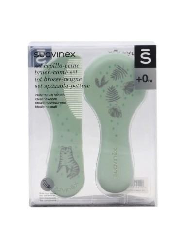 Suavinex Set Cepillo y Peine, Verde/ Azul