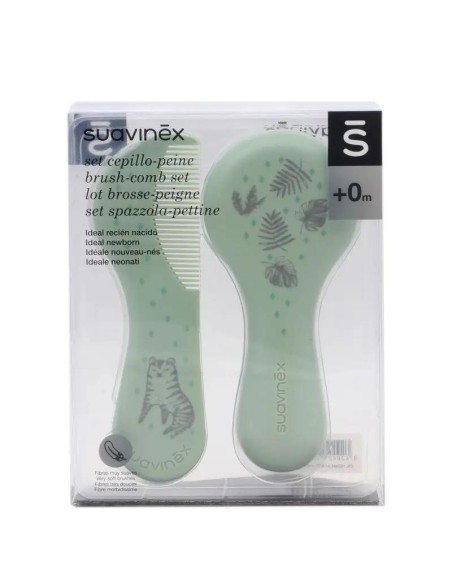 Suavinex Set Cepillo y Peine, Verde/ Azul