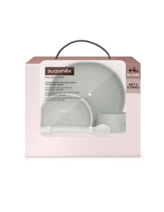 Suavinex Vajilla De Silicona 4 Piezas. Ventosa Resistente. +4M. Vajilla Infantil Con Bol + Plato + Taza + Cuchara. Color Verde 2