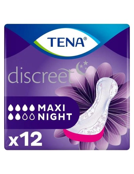 Tena Discreet Compresa Maxi Night, 12 Unidades