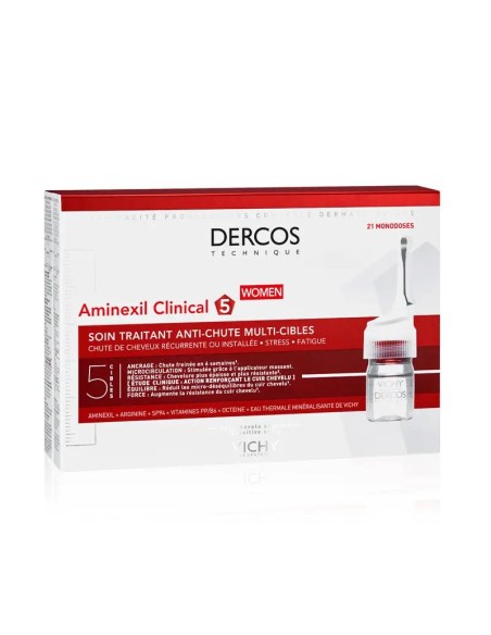 Vichy Dercos Technique Aminexil Clinical 5 Mujer (21 ampollas)
