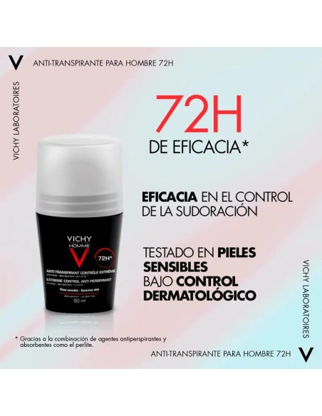 Vichy Homme Desodorante Anti-Transpirante Control Extremo 72H Roll-On 50 ml