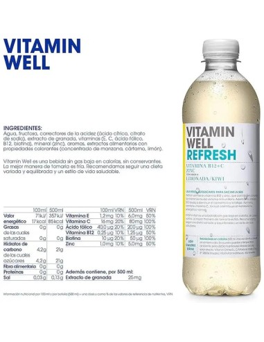 Vitamin Well Refresh Limonada/Kiwi, 500 ml
