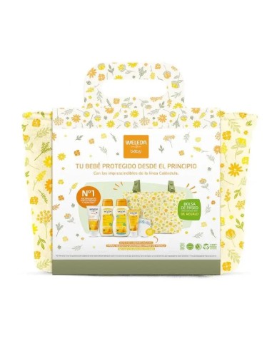 Weleda Set Bienvenido Bebé. Crema De Pañal 75Ml+ Crema Facial 50Ml+ Baño De Crema 200Ml+ Aceite Corporal 200Ml+ Bolsa De Regalo