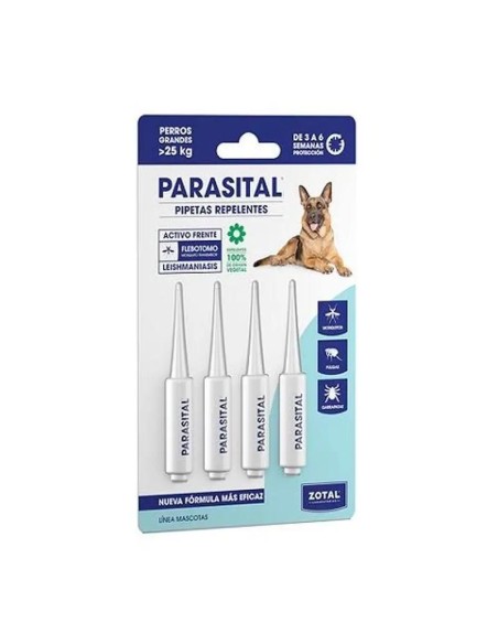Zotal Parasital 4 Pipetas Repelentes Perros Grandes De Más 25 Kg