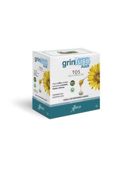 Aboca Grintuss Adult Alivio De La Tos Seca Y Tos Productiva, Hidratación Y Eliminación Del Moco, 20 comprimidos