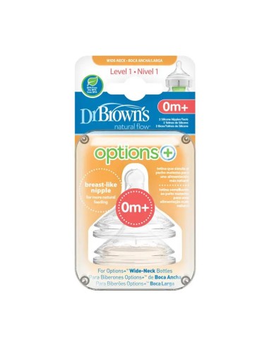 Dr. Brown's Tetina Options+ Nivel 1 Boca Ancha, 2 unidades