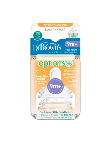 Dr.Brown´s Tetina Options+ Nivel 4 Boca Ancha, 2 unidades