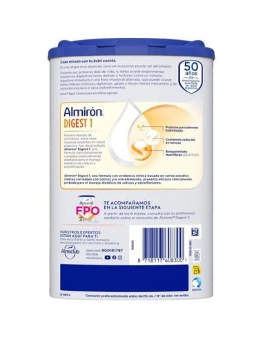 Almirón Advance Digest 1, Leche de Inicio Bebé Anti-Cólico y Estreñimiento, 800g