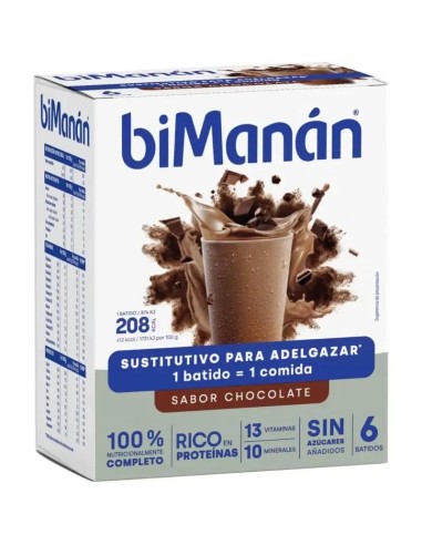 biManán Beslim Batido Sabor Chocolate 6 sobres