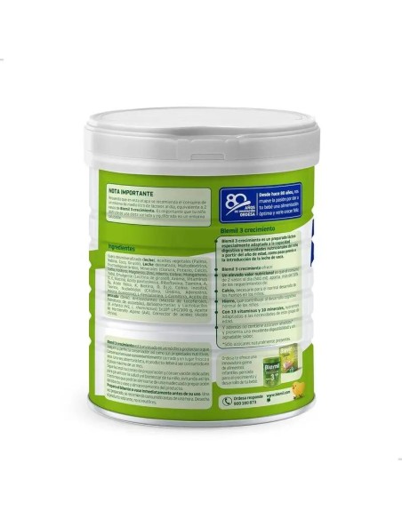 Blemil Plus 3 Crecimiento 0% Azúcar Añadido, 800 gr