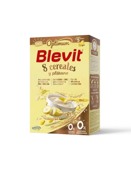 Blevit Alimentación Infantil Optimum 8 Cereales + Plátano, 250 grs