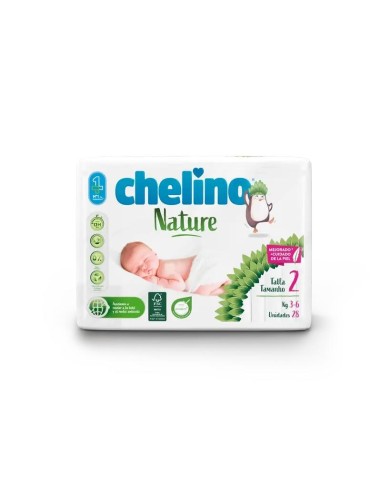 Chelino Nature Pañal Talla 2 (3-6 Kg), 28 unidades