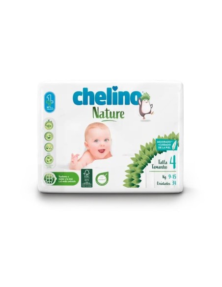 Chelino Nature Pañal Talla 4 (9-15 Kg), 34 unidades