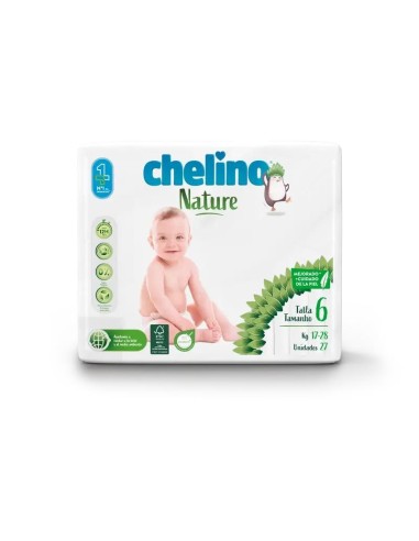 Chelino Nature Pañal Talla 6 (17-28 Kg), 27 unidades