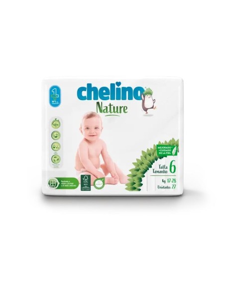Chelino Nature Pañal Talla 6 (17-28 Kg), 27 unidades