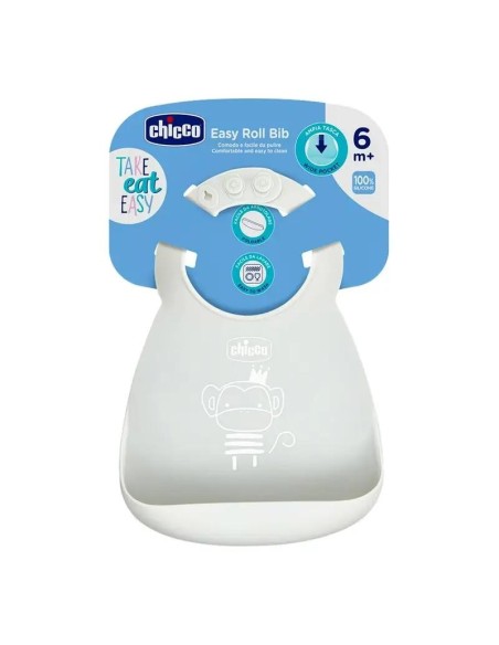 Chicco Babero Silicona Gris, 1 unidad