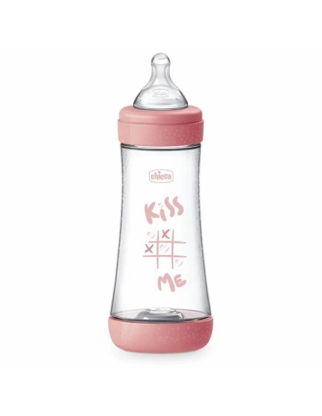 Chicco Biberón Perfect5 +4 Meses 300 Ml Silicona Rosa, 1 unidad