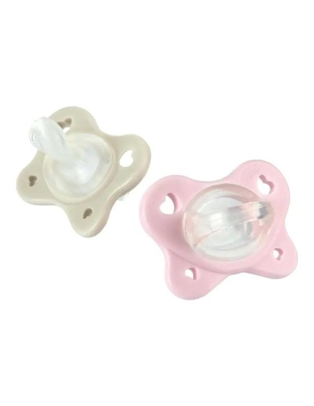 Chicco Chupete Physioforma Dual Soft Sil Rosa 2-6 Meses, 2 unidades
