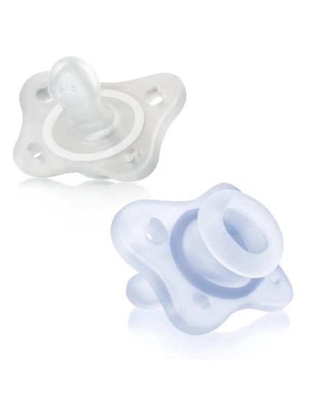 Chicco Chupetes Physioforma Mini soft Azul-Transparente 0-2 Meses, 2 Unidades