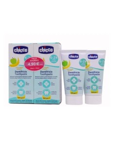 Chicco Pasta De Dientes Manzana Y Platano 6-24M Fluor Pack Ahorro, 2x50 ml