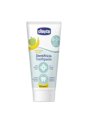 Chicco Pasta De Dientes Manzana Y Platano 6-24M Fluor Pack Ahorro, 2x50 ml