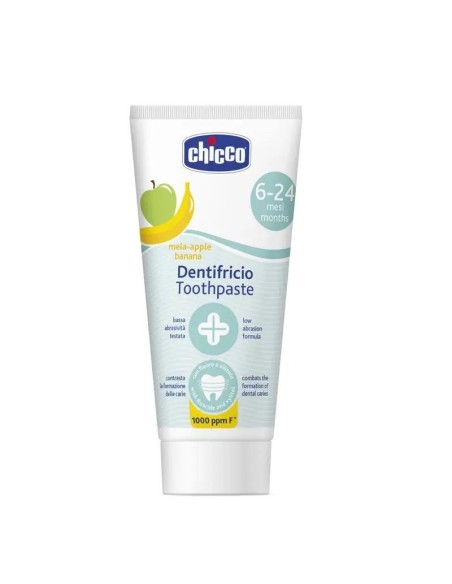 Chicco Pasta De Dientes Manzana Y Platano 6-24M Fluor Pack Ahorro, 2x50 ml