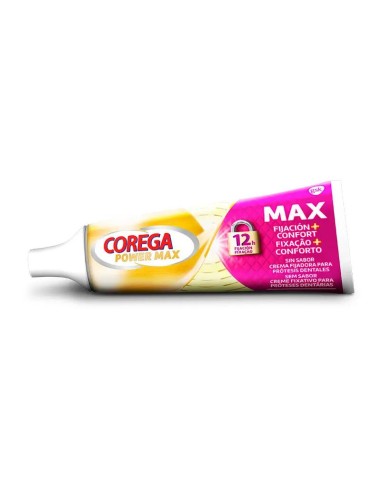 Corega Max Fijación + Confort Crema Fijadora para Prótesis Dentales, 40 gr