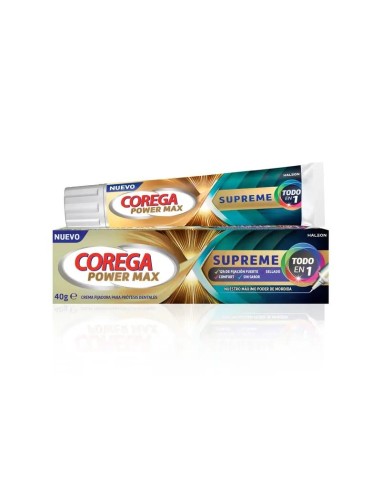Corega Power Max Supreme Crema Fijadora Prótesis Dental, 40 gr