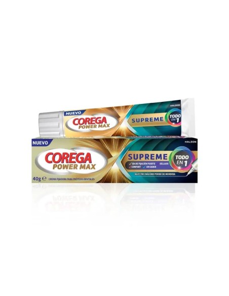 Corega Power Max Supreme Crema Fijadora Prótesis Dental, 40 gr
