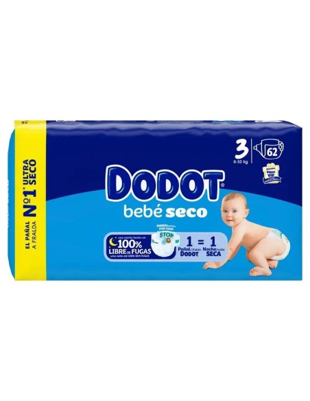 Dodot Bebé Seco Pañal Talla 3 (6-10 kg) -62 Unidades