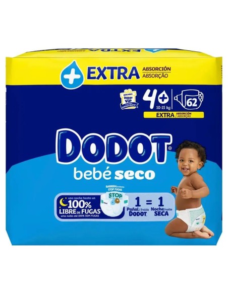 Dodot Bebé Seco Pañal Talla 4 (10-15kg), 62 unidades